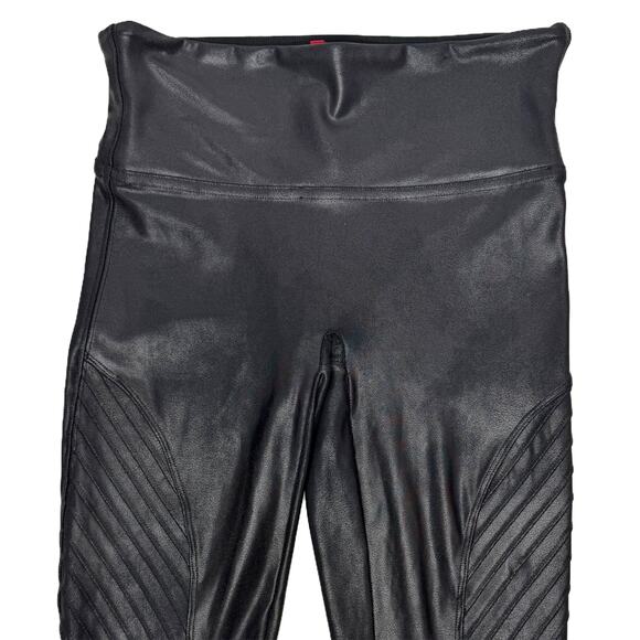 Spanx Faux Leather Moto Leggings Womens Small Petite - Picture 11 of 16